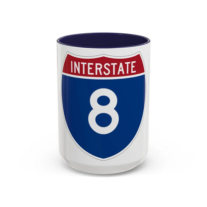 Interstate 8 (U.S. Highways) Accent Coffee Mug-15oz-Navy-Go Mug Yourself