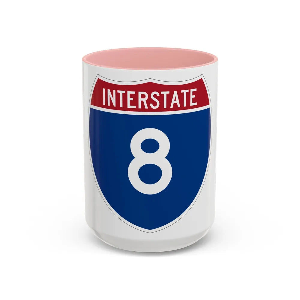 Interstate 8 (U.S. Highways) Accent Coffee Mug-15oz-Pink-Go Mug Yourself