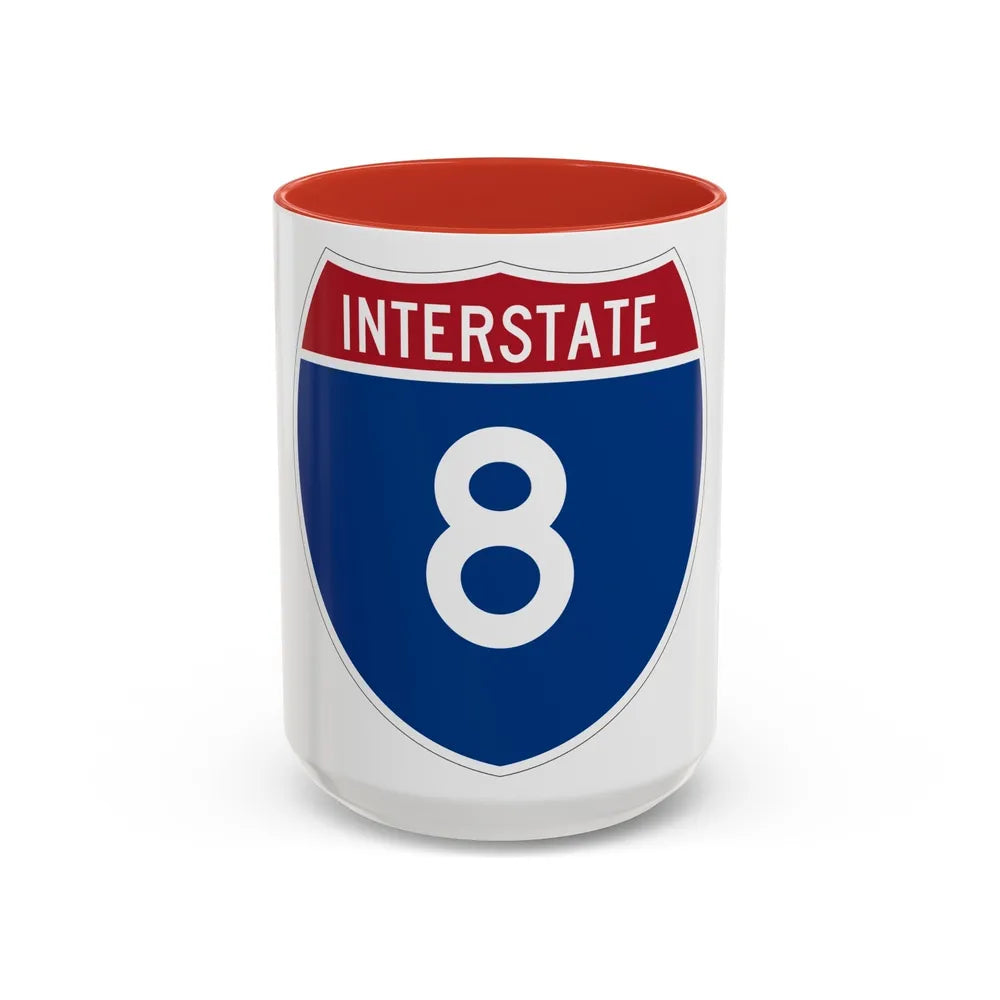 Interstate 8 (U.S. Highways) Accent Coffee Mug-15oz-Red-Go Mug Yourself