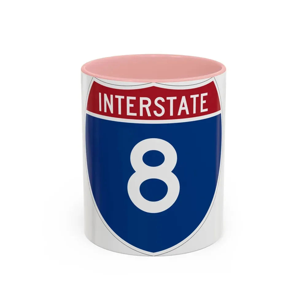 Interstate 8 (U.S. Highways) Accent Coffee Mug 11oz Pink - Go Mug Yourself