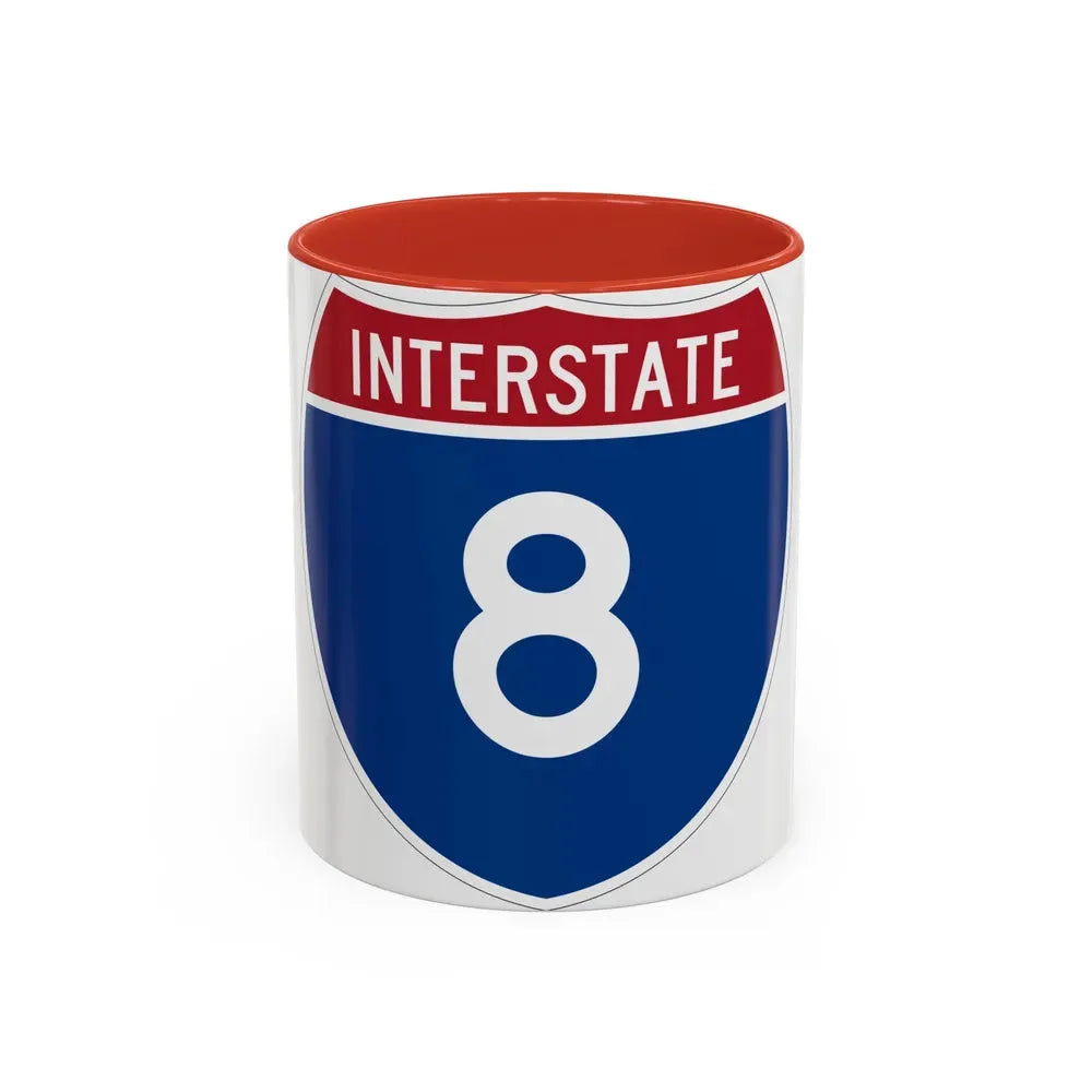 Interstate 8 (U.S. Highways) Accent Coffee Mug 11oz Red - Go Mug Yourself