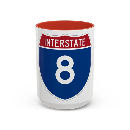 Interstate 8 (U.S. Highways) Accent Coffee Mug 15oz Red - Go Mug Yourself