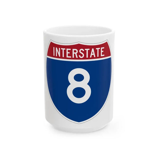 Interstate 8 (U.S. Highways) White Coffee Mug 15oz - Go Mug Yourself