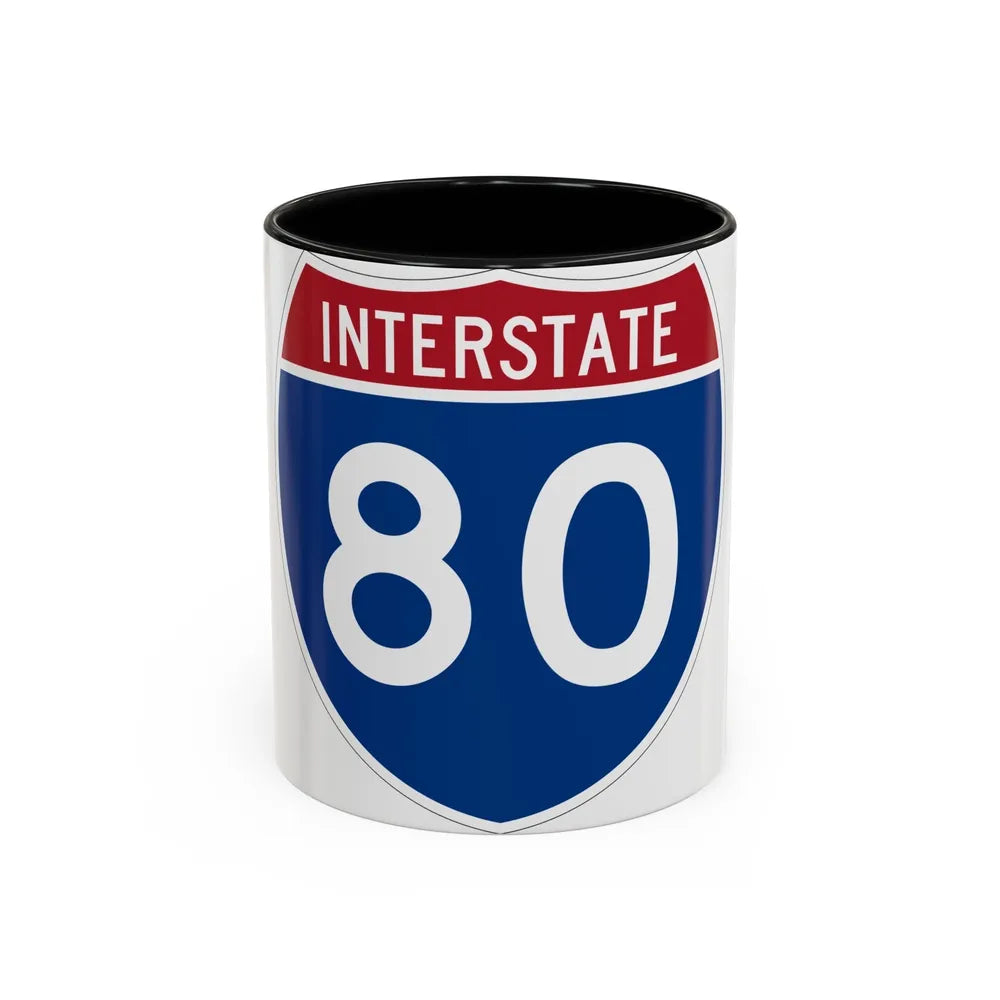 Interstate 80 (U.S. Highways) Accent Coffee Mug-11oz-Black-Go Mug Yourself