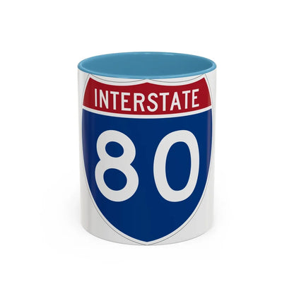 Interstate 80 (U.S. Highways) Accent Coffee Mug-11oz-Light Blue-Go Mug Yourself