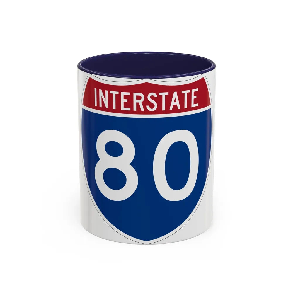 Interstate 80 (U.S. Highways) Accent Coffee Mug-11oz-Navy-Go Mug Yourself