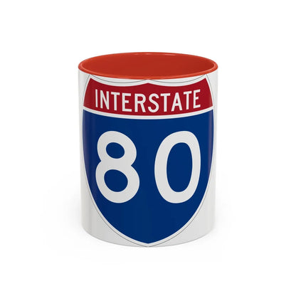 Interstate 80 (U.S. Highways) Accent Coffee Mug-11oz-Red-Go Mug Yourself