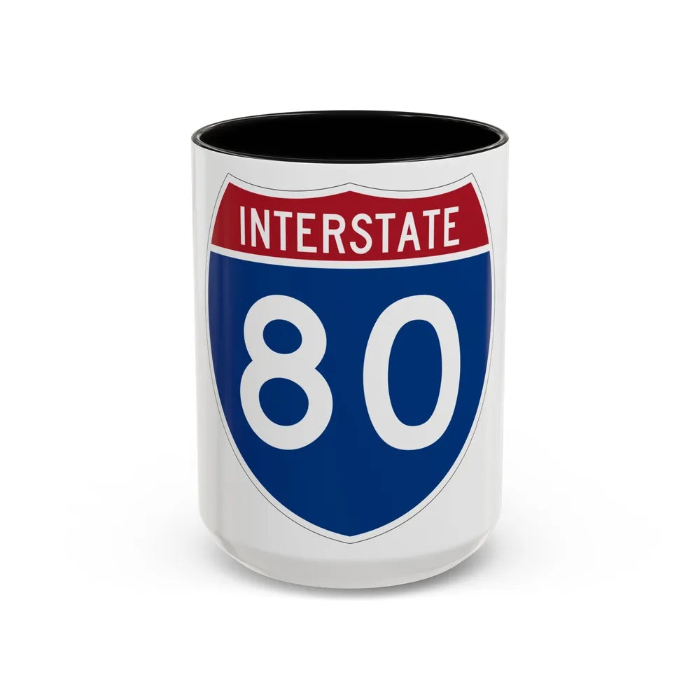 Interstate 80 (U.S. Highways) Accent Coffee Mug-15oz-Black-Go Mug Yourself