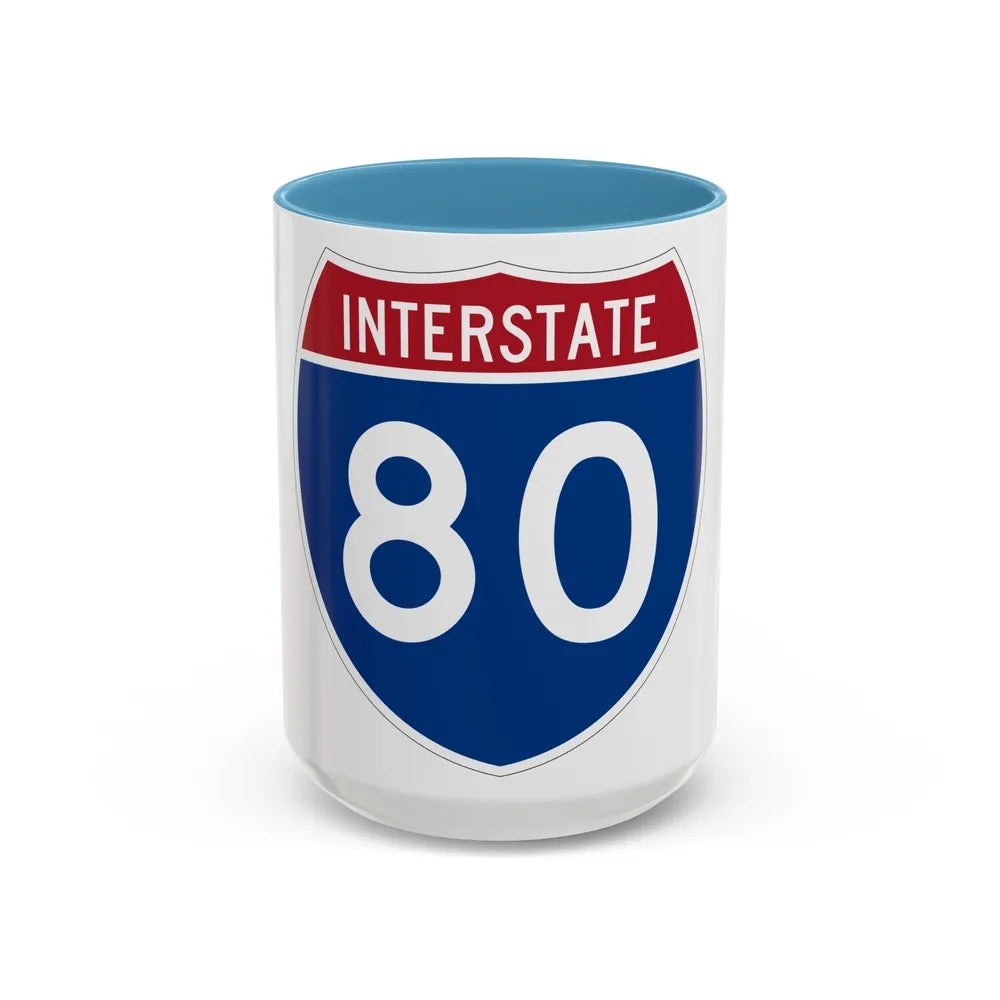 Interstate 80 (U.S. Highways) Accent Coffee Mug-15oz-Light Blue-Go Mug Yourself