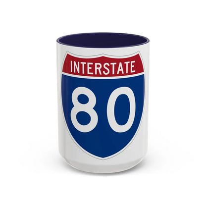 Interstate 80 (U.S. Highways) Accent Coffee Mug-15oz-Navy-Go Mug Yourself