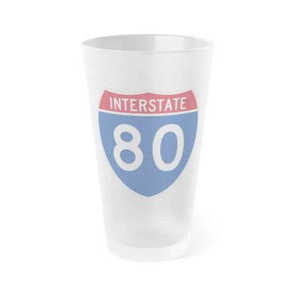 Interstate 80 (U.S. Highways) Frosted Pint Glass 16oz-16oz-Frosted-Go Mug Yourself