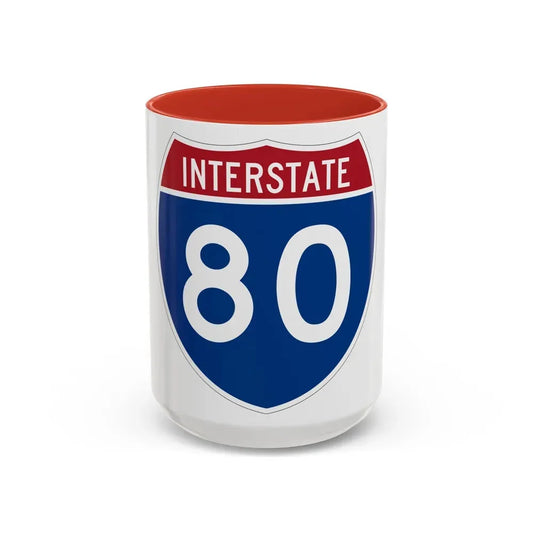 Interstate 80 (U.S. Highways) Accent Coffee Mug 15oz Red - Go Mug Yourself