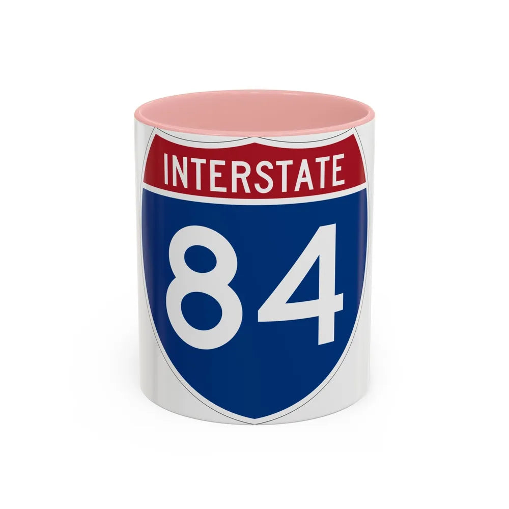 Interstate 84 Oregon Utah (U.S. Highways) Accent Coffee Mug-11oz-Pink-Go Mug Yourself