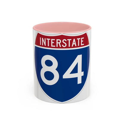 Interstate 84 Oregon Utah (U.S. Highways) Accent Coffee Mug-11oz-Pink-Go Mug Yourself