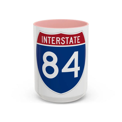 Interstate 84 Oregon Utah (U.S. Highways) Accent Coffee Mug-15oz-Pink-Go Mug Yourself