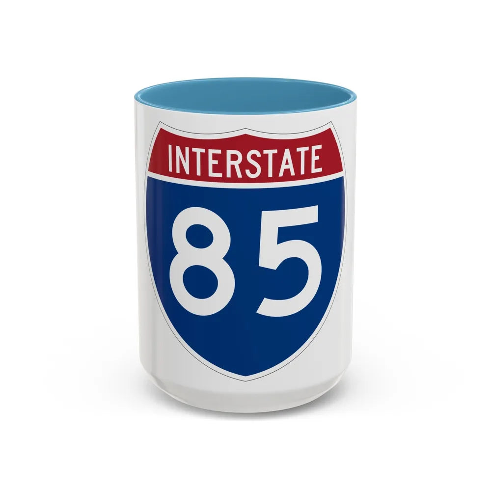 Interstate 85 (U.S. Highways) Accent Coffee Mug-15oz-Light Blue-Go Mug Yourself