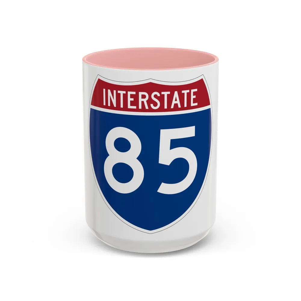 Interstate 85 (U.S. Highways) Accent Coffee Mug-15oz-Pink-Go Mug Yourself