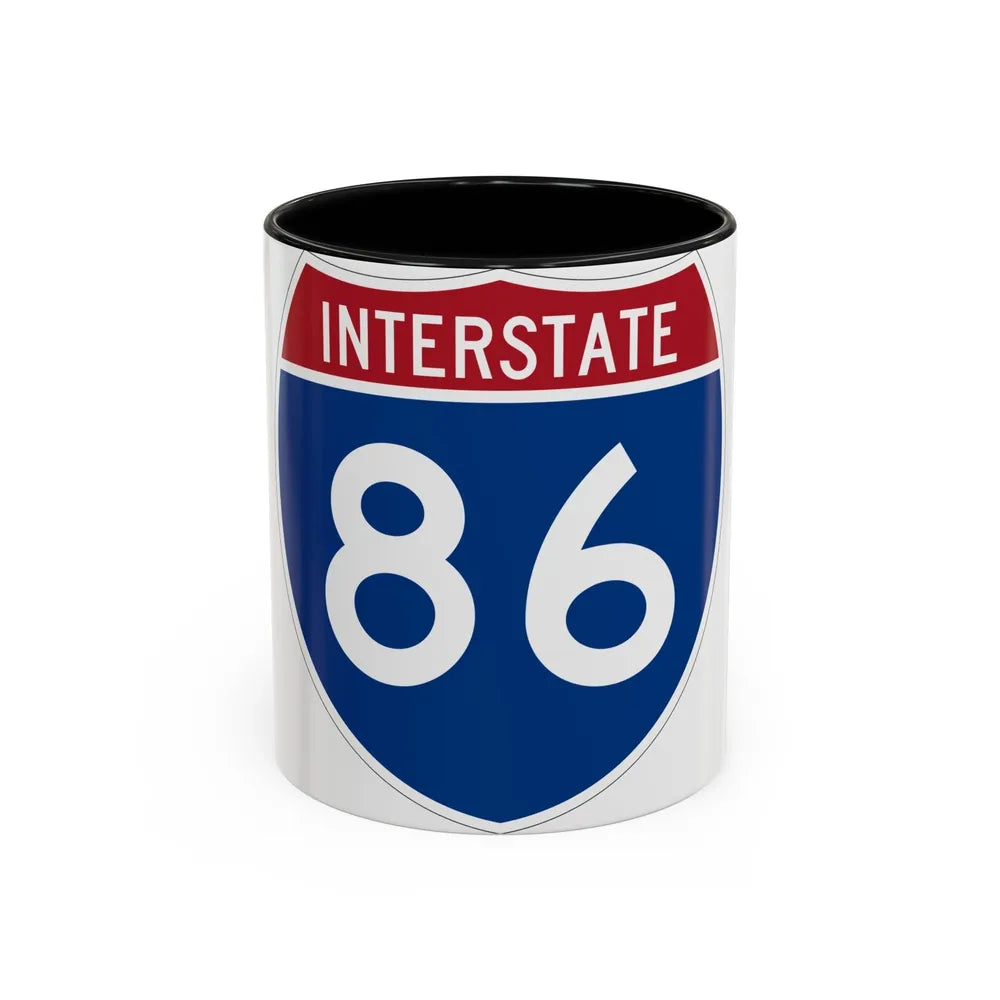 Interstate 86 Pennsylvania New York (U.S. Highways) Accent Coffee Mug-11oz-Black-Go Mug Yourself