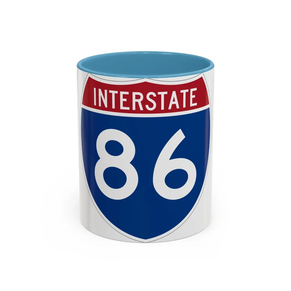 Interstate 86 Pennsylvania New York (U.S. Highways) Accent Coffee Mug-11oz-Light Blue-Go Mug Yourself