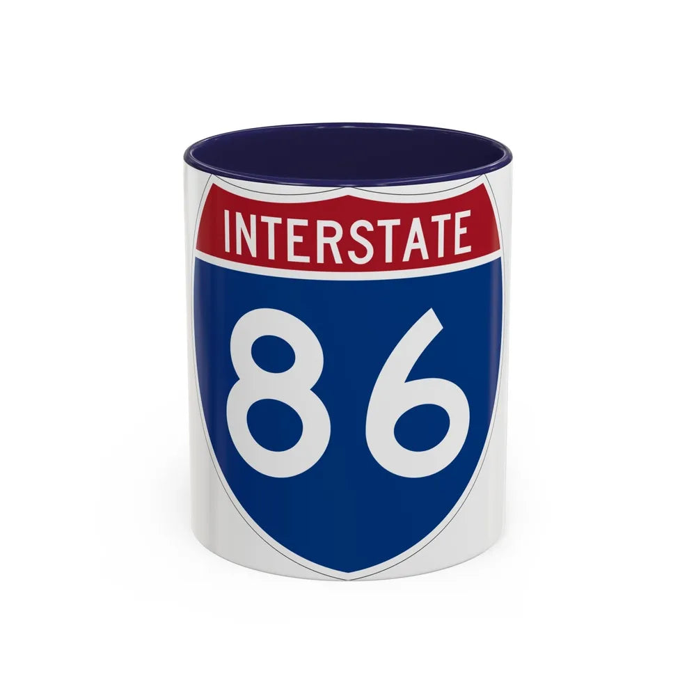 Interstate 86 Pennsylvania New York (U.S. Highways) Accent Coffee Mug-11oz-Navy-Go Mug Yourself