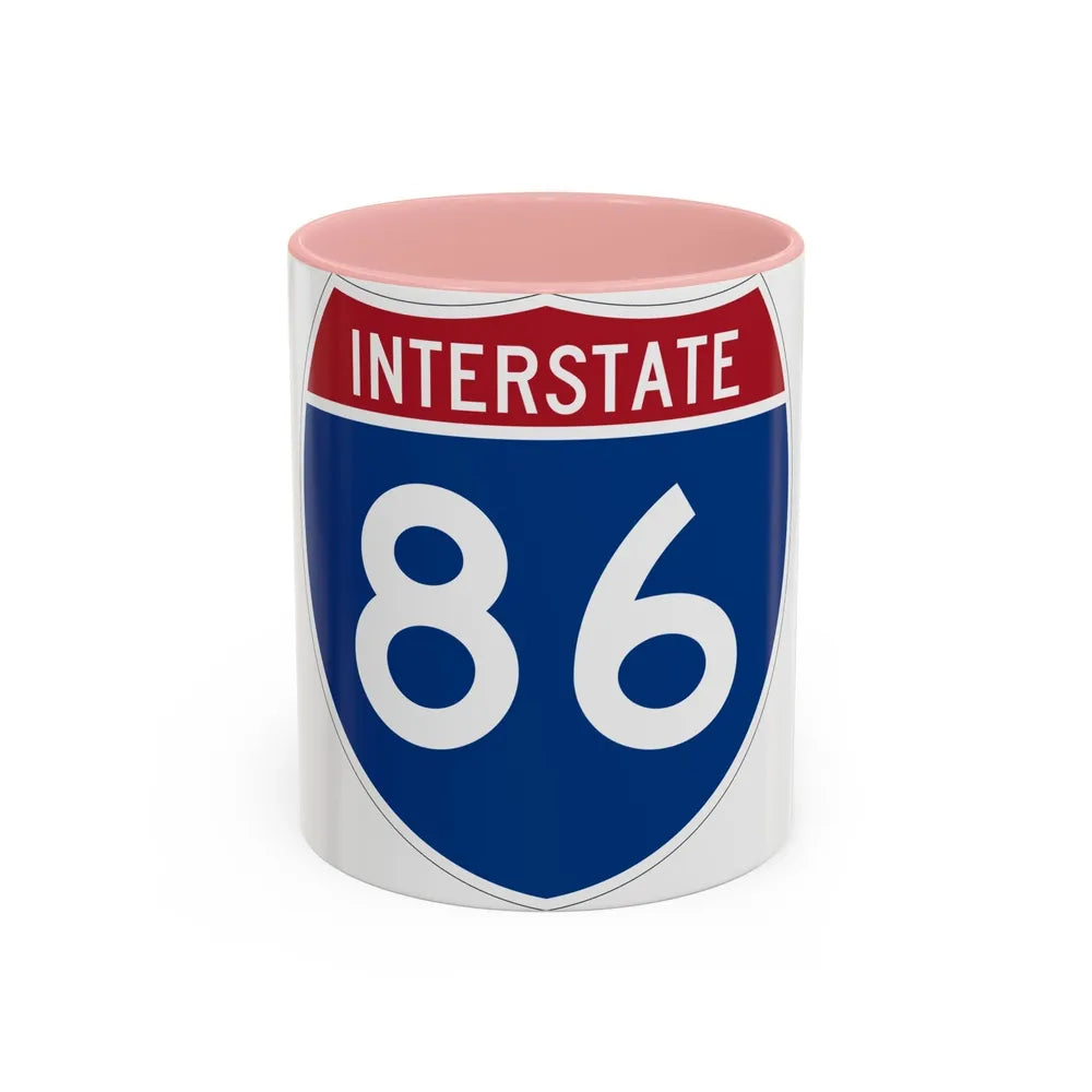 Interstate 86 Pennsylvania New York (U.S. Highways) Accent Coffee Mug-11oz-Pink-Go Mug Yourself