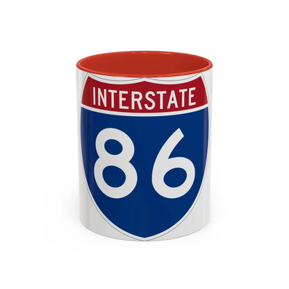 Interstate 86 Pennsylvania New York (U.S. Highways) Accent Coffee Mug-11oz-Red-Go Mug Yourself