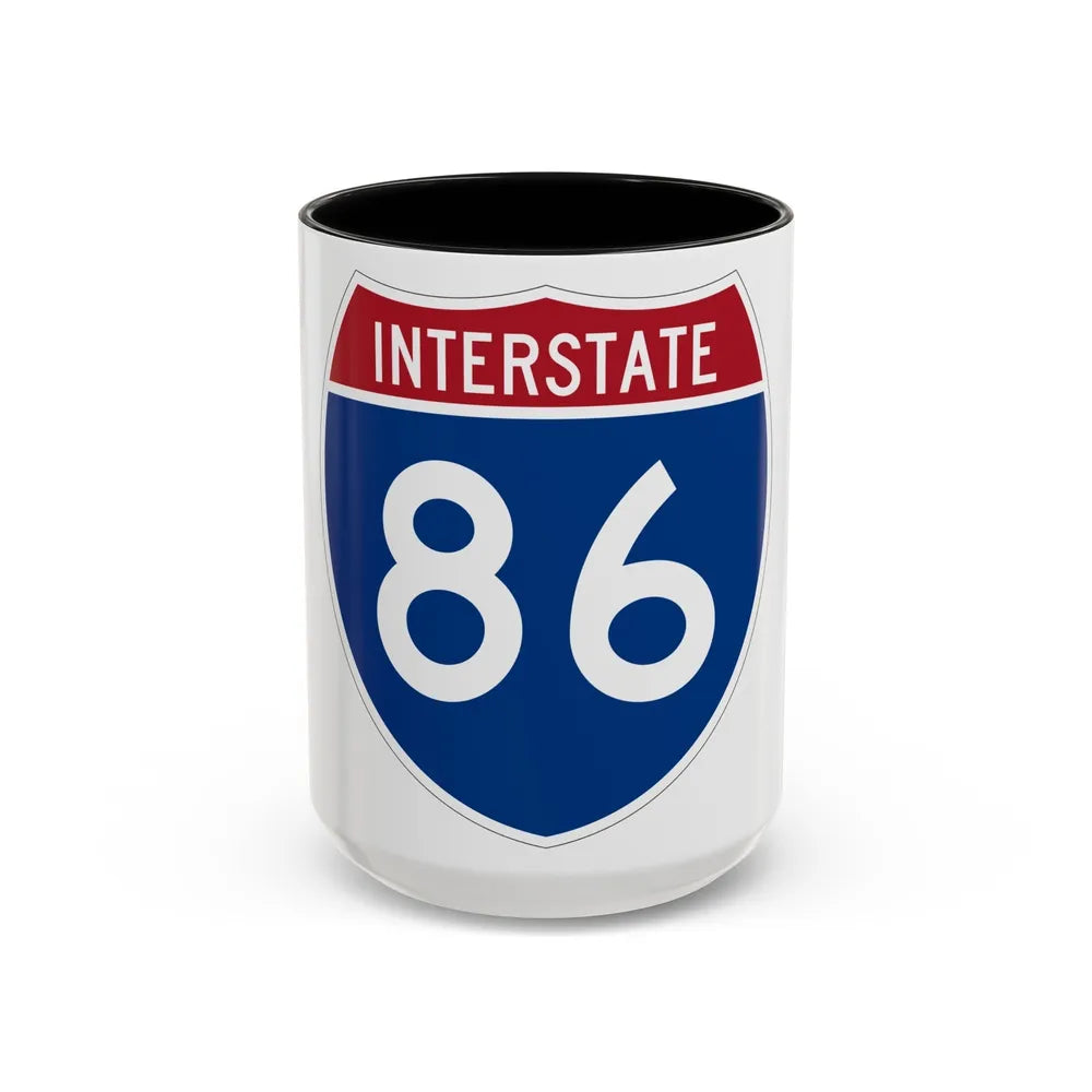 Interstate 86 Pennsylvania New York (U.S. Highways) Accent Coffee Mug-15oz-Black-Go Mug Yourself