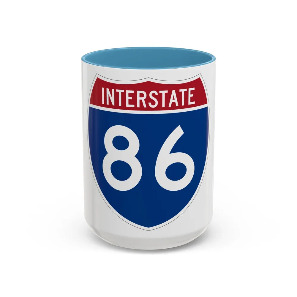 Interstate 86 Pennsylvania New York (U.S. Highways) Accent Coffee Mug-15oz-Light Blue-Go Mug Yourself