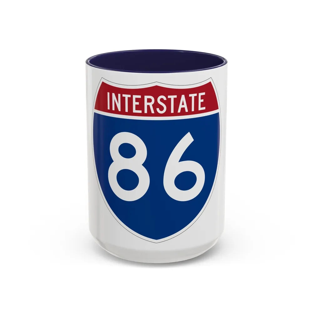 Interstate 86 Pennsylvania New York (U.S. Highways) Accent Coffee Mug-15oz-Navy-Go Mug Yourself