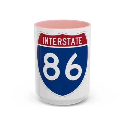 Interstate 86 Pennsylvania New York (U.S. Highways) Accent Coffee Mug-15oz-Pink-Go Mug Yourself