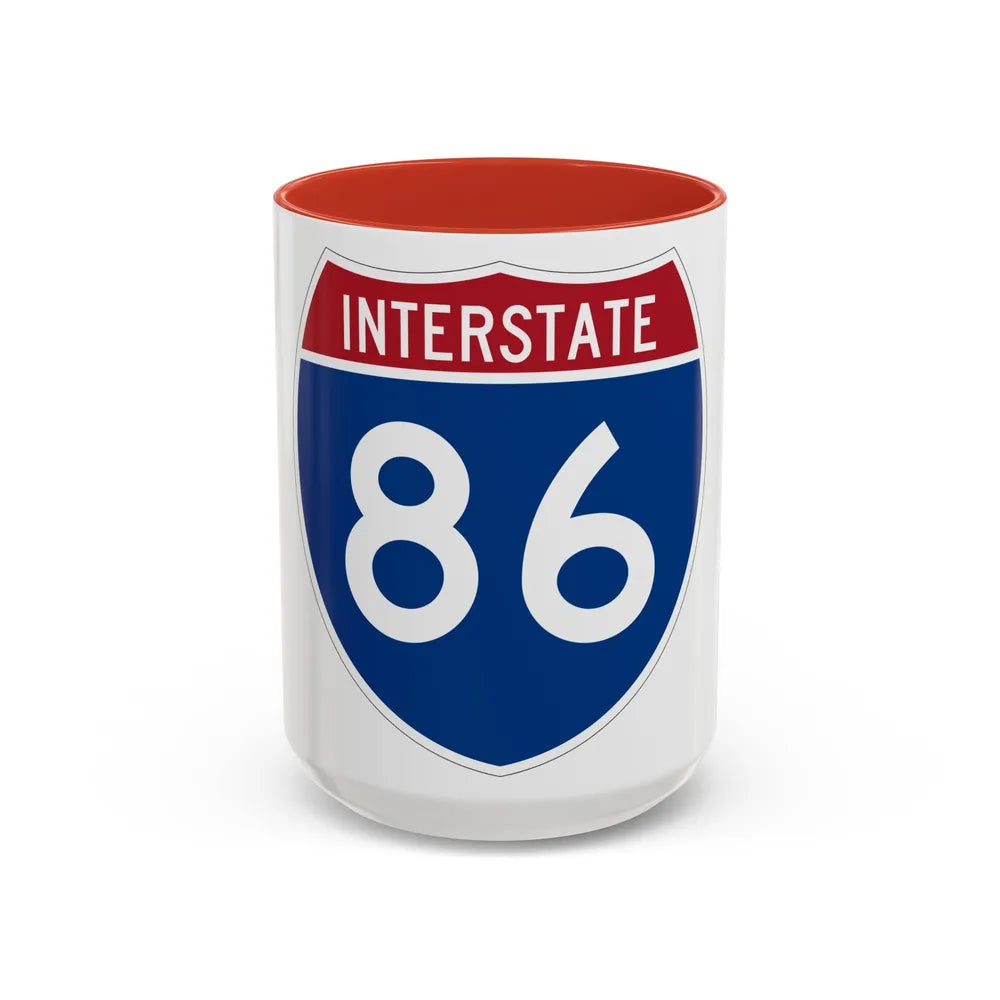 Interstate 86 Pennsylvania New York (U.S. Highways) Accent Coffee Mug-15oz-Red-Go Mug Yourself