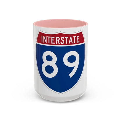 Interstate 89 (U.S. Highways) Accent Coffee Mug-15oz-Pink-Go Mug Yourself