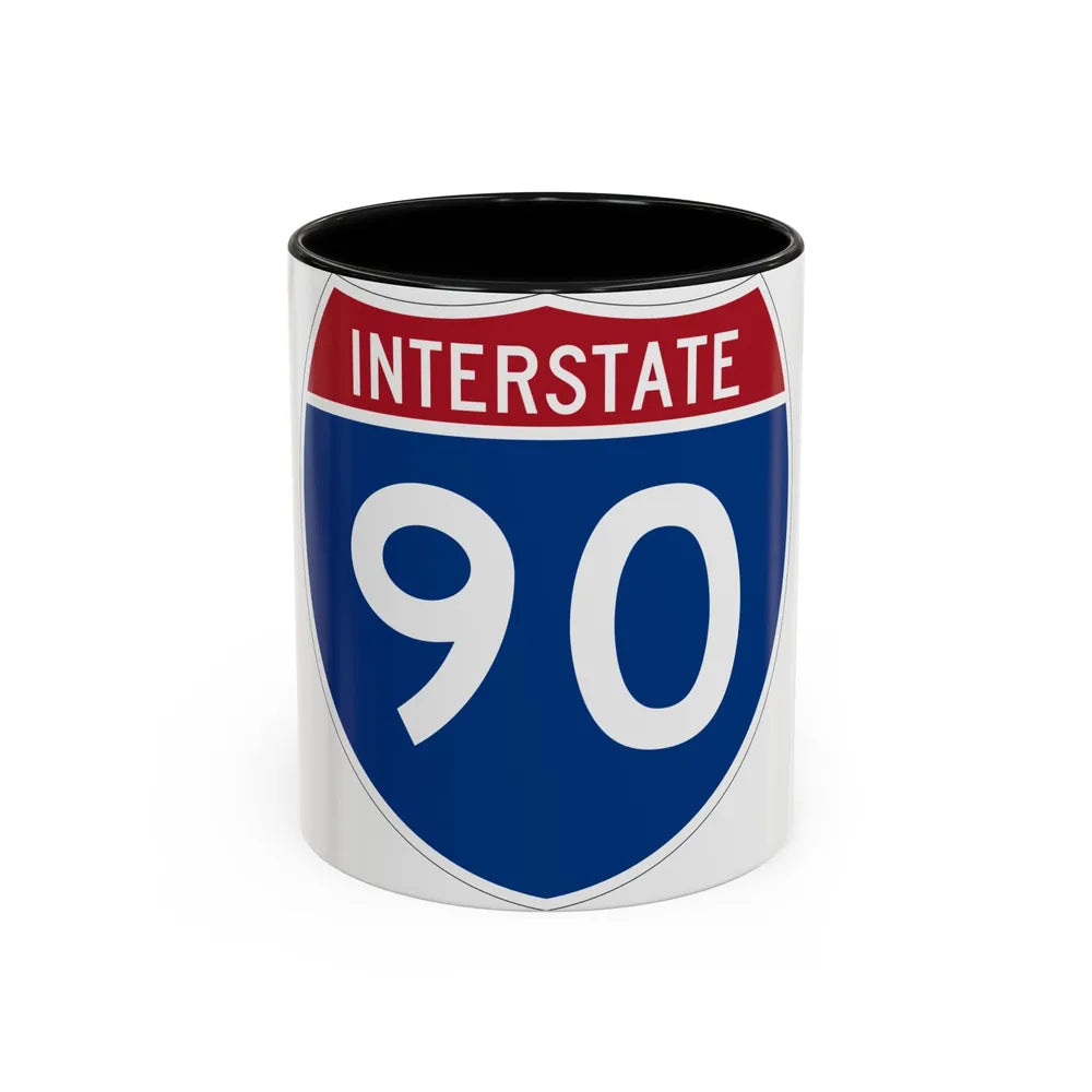 Interstate 90 (U.S. Highways) Accent Coffee Mug-11oz-Black-Go Mug Yourself