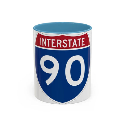 Interstate 90 (U.S. Highways) Accent Coffee Mug-11oz-Light Blue-Go Mug Yourself