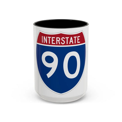 Interstate 90 (U.S. Highways) Accent Coffee Mug-15oz-Black-Go Mug Yourself