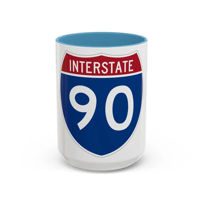 Interstate 90 (U.S. Highways) Accent Coffee Mug-15oz-Light Blue-Go Mug Yourself