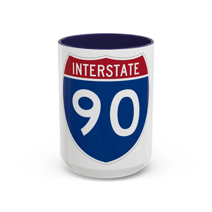 Interstate 90 (U.S. Highways) Accent Coffee Mug-15oz-Navy-Go Mug Yourself