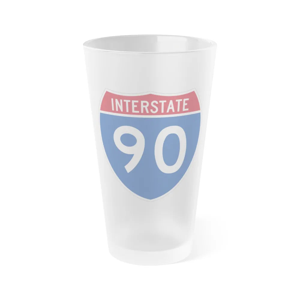 Interstate 90 (U.S. Highways) Frosted Pint Glass 16oz-16oz-Frosted-Go Mug Yourself