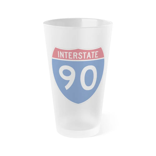 Interstate 90 (U.S. Highways) Frosted Pint Glass 16oz-16oz-Frosted-Go Mug Yourself