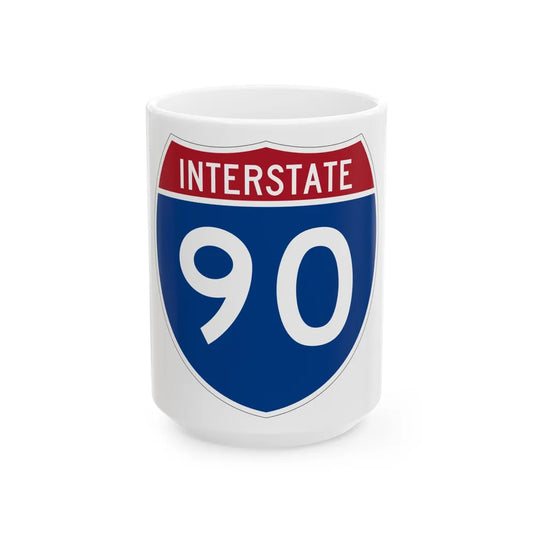 Interstate 90 (U.S. Highways) White Coffee Mug-15oz-Go Mug Yourself