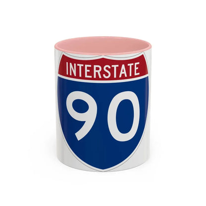 Interstate 90 (U.S. Highways) Accent Coffee Mug 11oz Pink - Go Mug Yourself