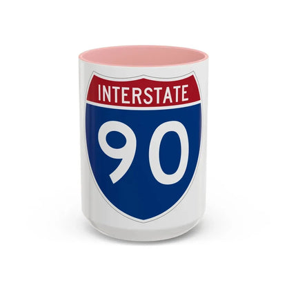 Interstate 90 (U.S. Highways) Accent Coffee Mug 15oz Pink - Go Mug Yourself