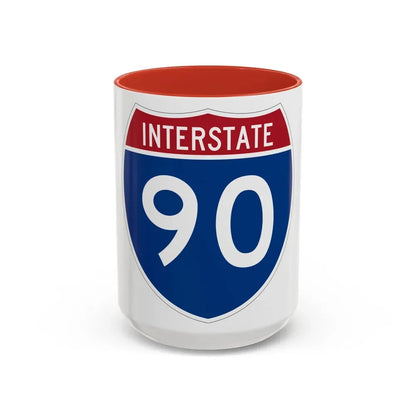 Interstate 90 (U.S. Highways) Accent Coffee Mug 15oz Red - Go Mug Yourself