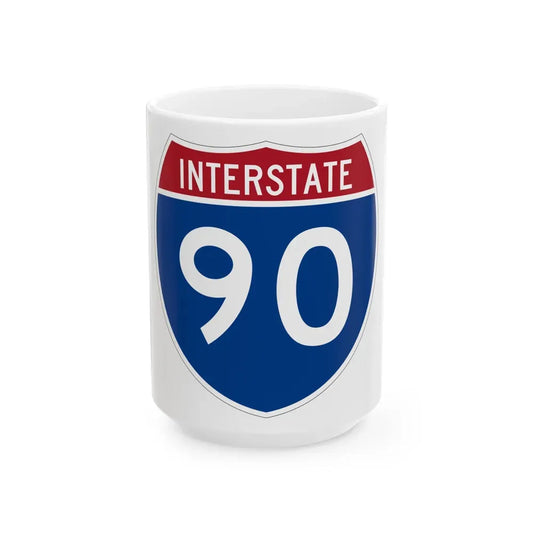 Interstate 90 (U.S. Highways) White Coffee Mug 15oz - Go Mug Yourself