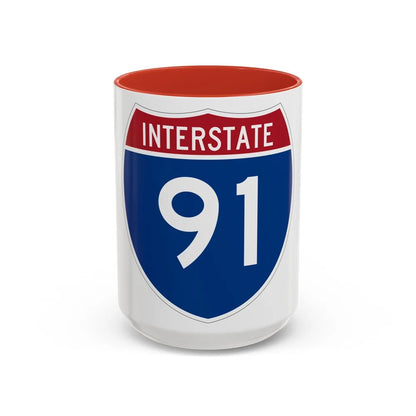 Interstate 91 (U.S. Highways) Accent Coffee Mug-15oz-Red-Go Mug Yourself