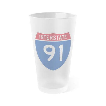 Interstate 91 (U.S. Highways) Frosted Pint Glass 16oz-16oz-Frosted-Go Mug Yourself