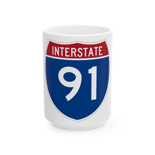 Interstate 91 (U.S. Highways) White Coffee Mug-15oz-Go Mug Yourself