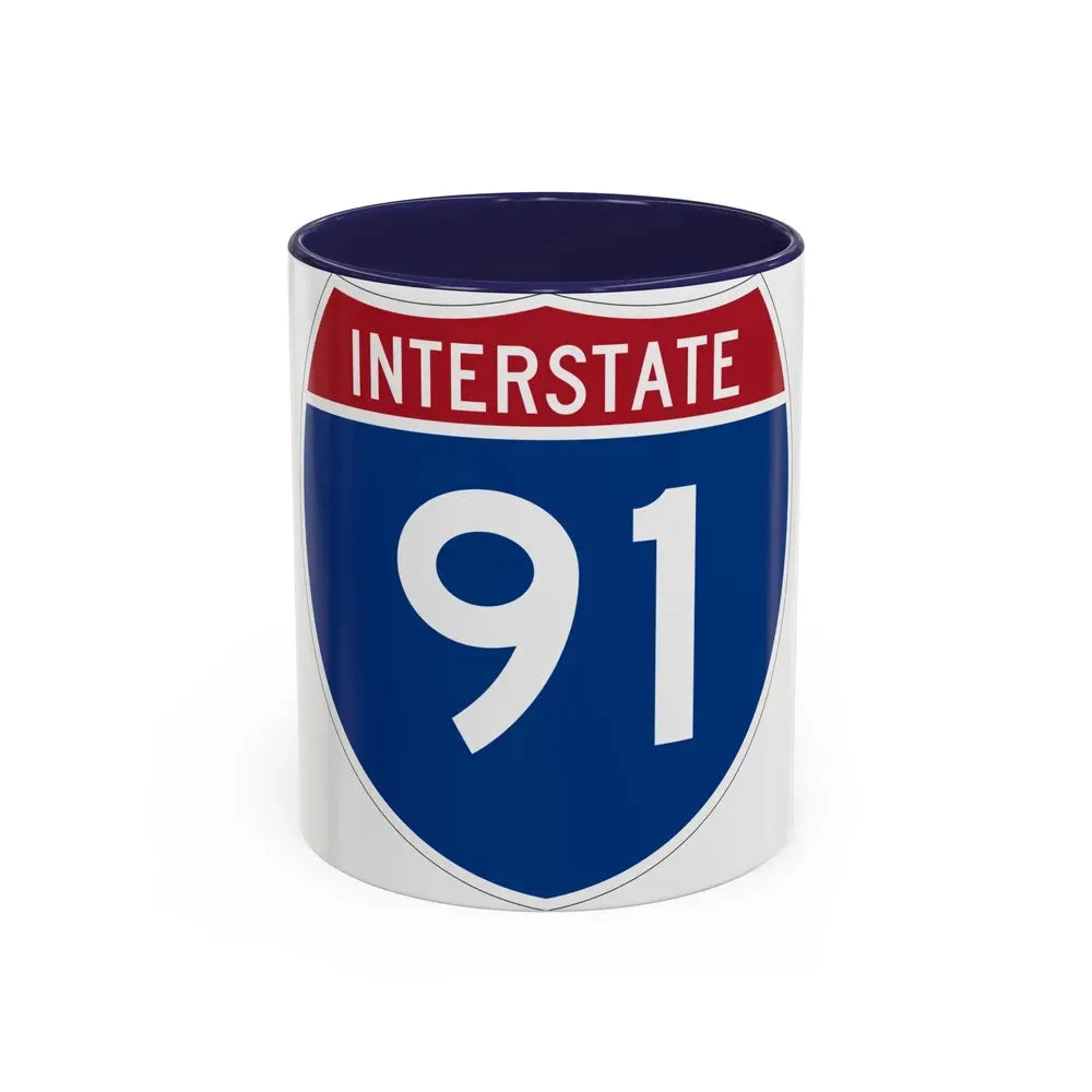 Interstate 91 (U.S. Highways) Accent Coffee Mug 11oz Navy - Go Mug Yourself