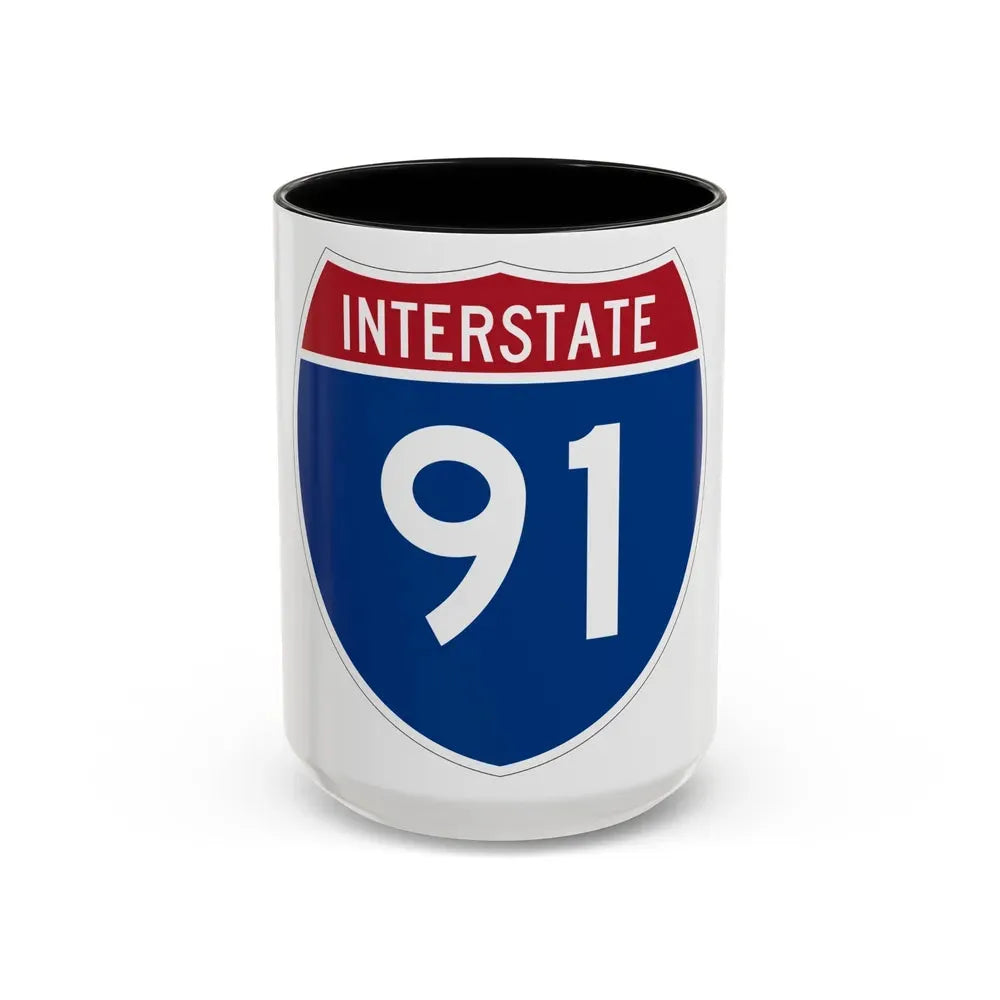 Interstate 91 (U.S. Highways) Accent Coffee Mug 15oz Black - Go Mug Yourself