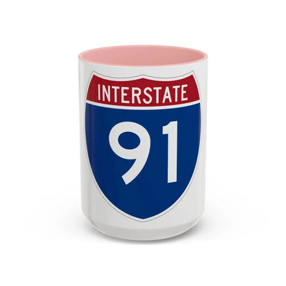 Interstate 91 (U.S. Highways) Accent Coffee Mug 15oz Pink - Go Mug Yourself